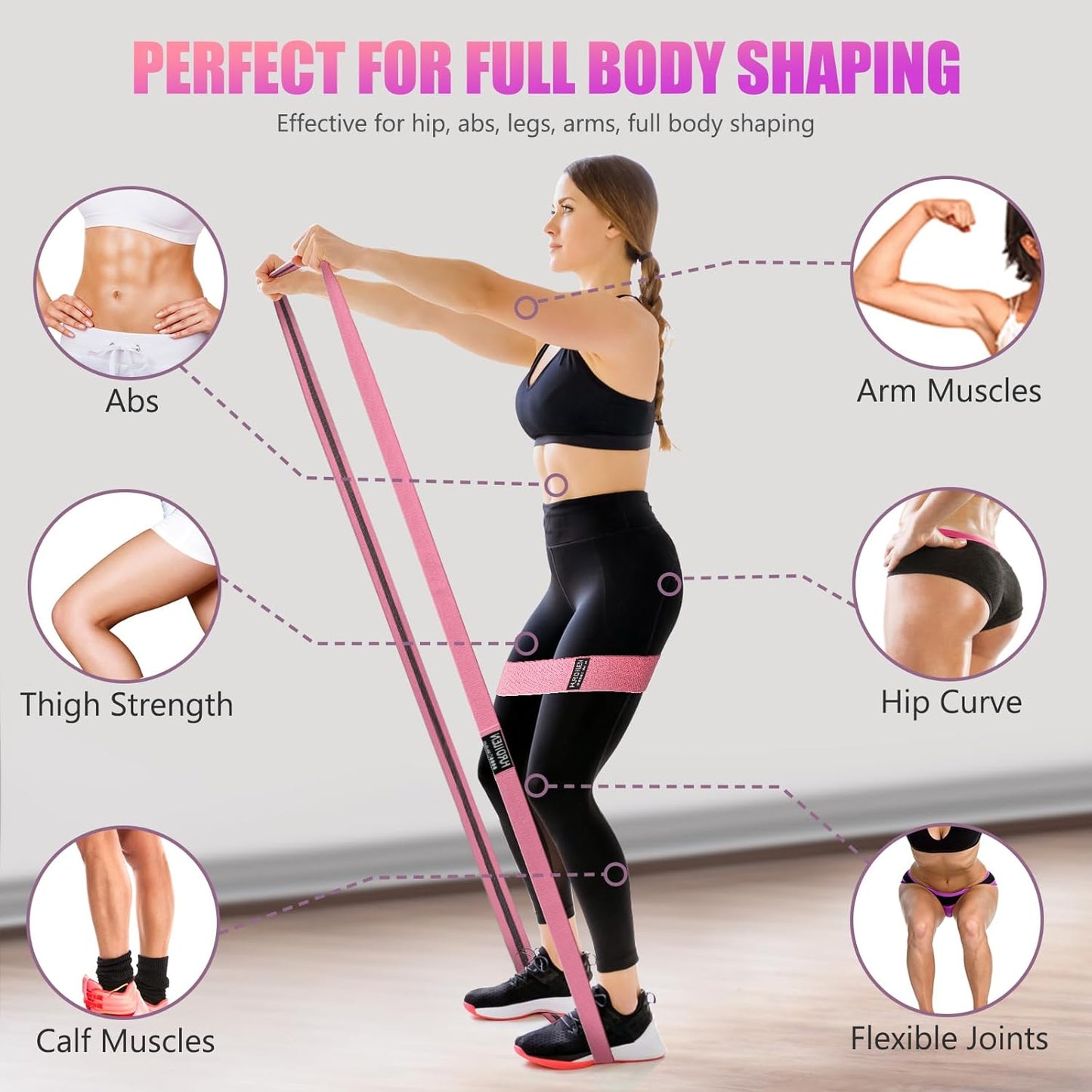 Resistance Bands for Working Out Set, 3 Pcs Pull up Bands and 3 Pcs Assistance Bands with Door Anchor for Legs, Glutes, Hip, Fabric Loop Bands Workout Bands Resistance for Gym, Home, Office