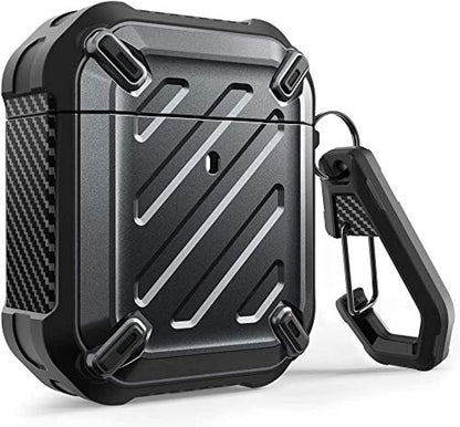 Unicorn Beetle Pro Series Case Designed for Airpods 1 & 2, Full-Body Rugged Protective Case with Carabiner for Apple Airpods 1St & 2Nd (Black)
