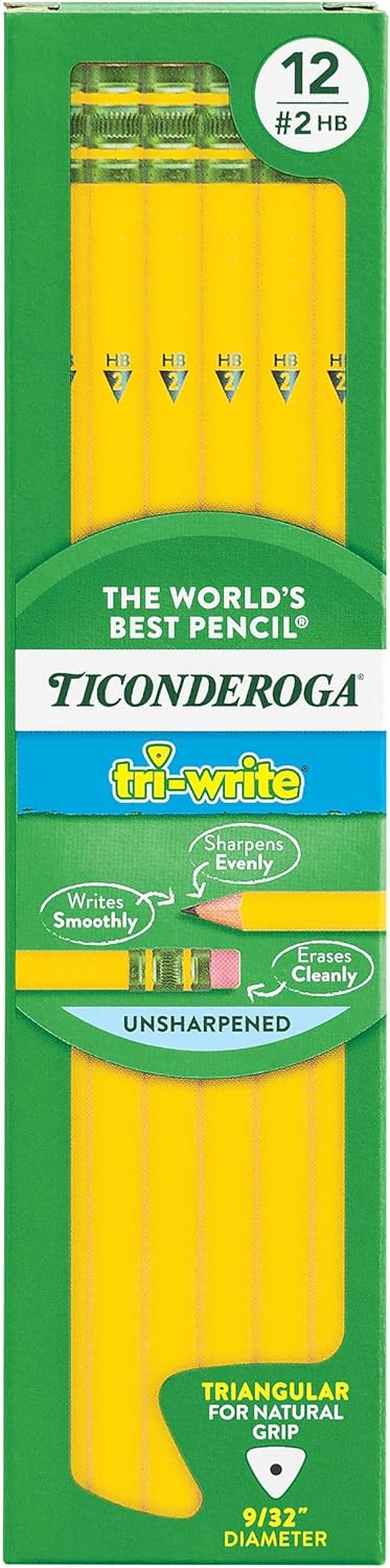Tri-Write Wood-Cased Pencils, 2HB Soft, Yellow, 12 Count