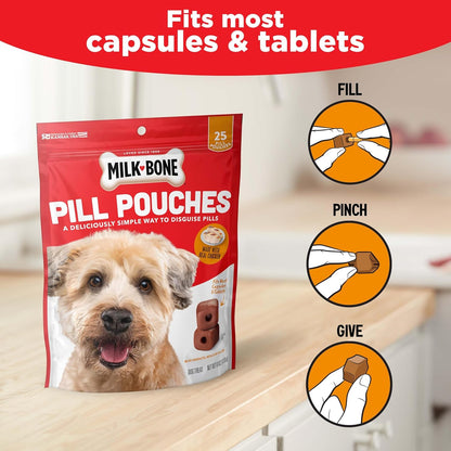 Pill Pouches Dog Treats with Real Chicken, 25 Count Bags (Pack of 5; 125 Total Treats)