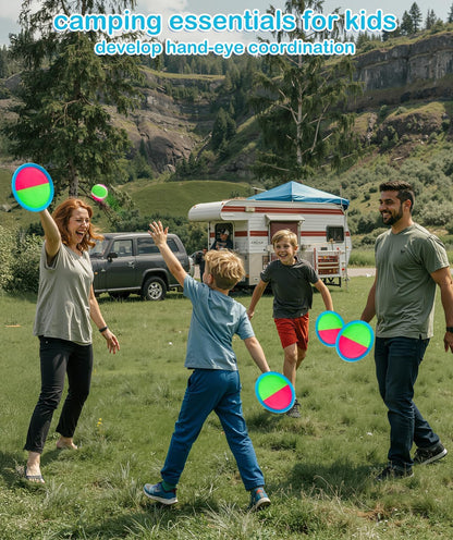 Toss and Catch Ball Game for Kids Ages 3-12, Outdoor Toys for Beach Pool Yard, Boys Birthday Gift, 2 Paddles 2 Sticky Balls