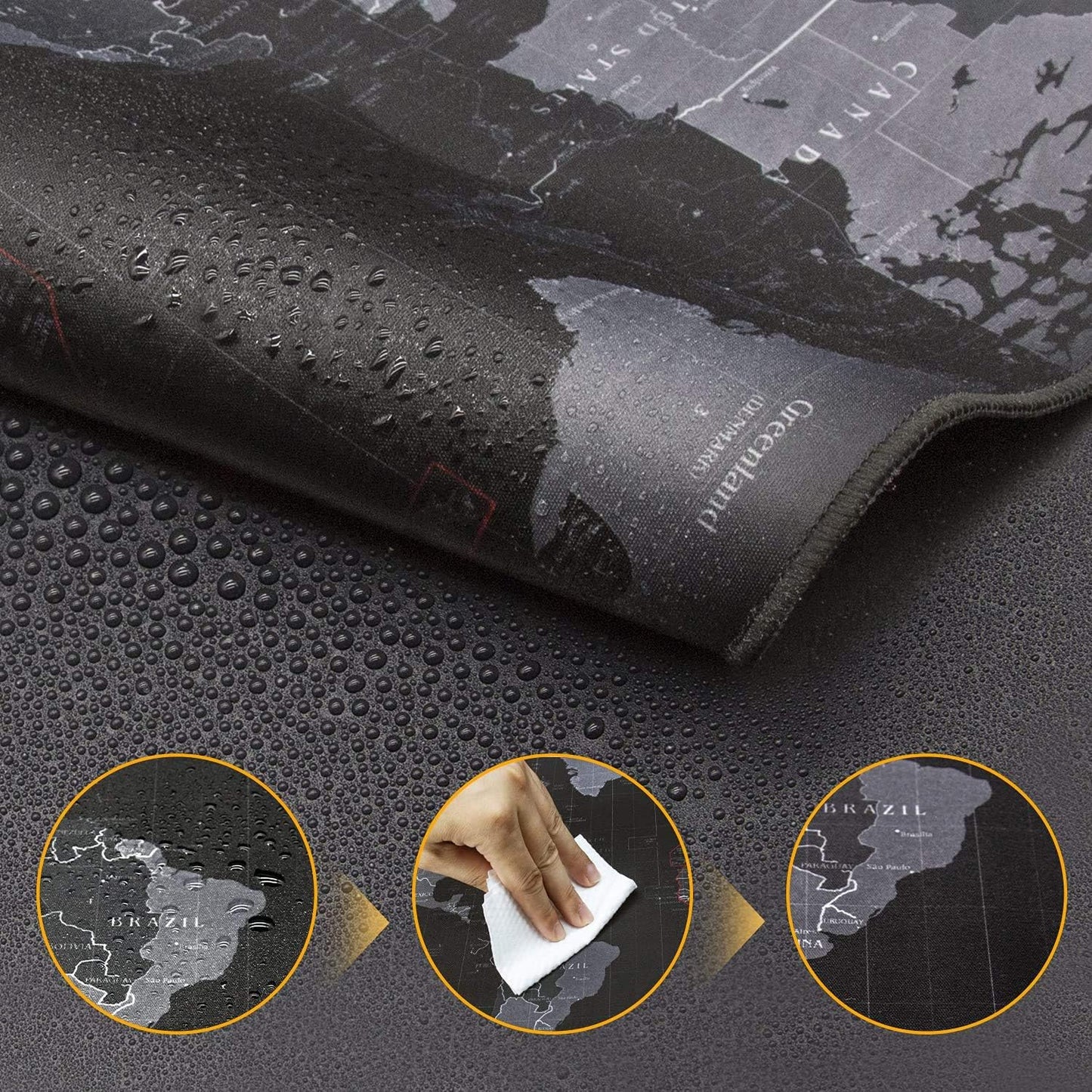 XXL Gaming Mouse Map Pad 900×400×3MM (35.40X15.74X0.12 Inch),With Non-Slip Base,Waterproof and Foldable Pad,Desktop Pad Suitable for Gamers,Suitable for Desktop,Office and Home,Black