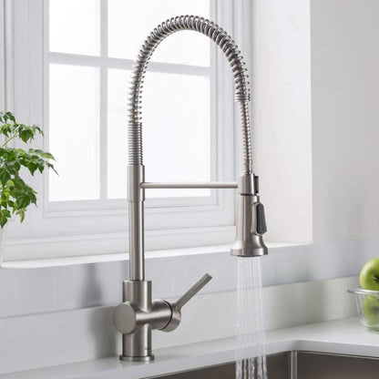 Britt Commercial Style Spot Free Stainless Steel Pre-Rinse Kitchen Faucet with Deck Plate, KPF-1690SFS