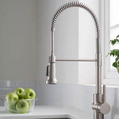 Britt Commercial Style Spot Free Stainless Steel Pre-Rinse Kitchen Faucet with Deck Plate, KPF-1690SFS