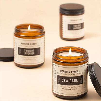 Candles for Home Scented, Scented Candles, Twilight Lavender and Sea Sage, 14.4 Oz- Pack of 2 with Amber Glass Jars Package, 100 Hour Burn Time, Soy Candles for Ideal Gifts for Various Festivals