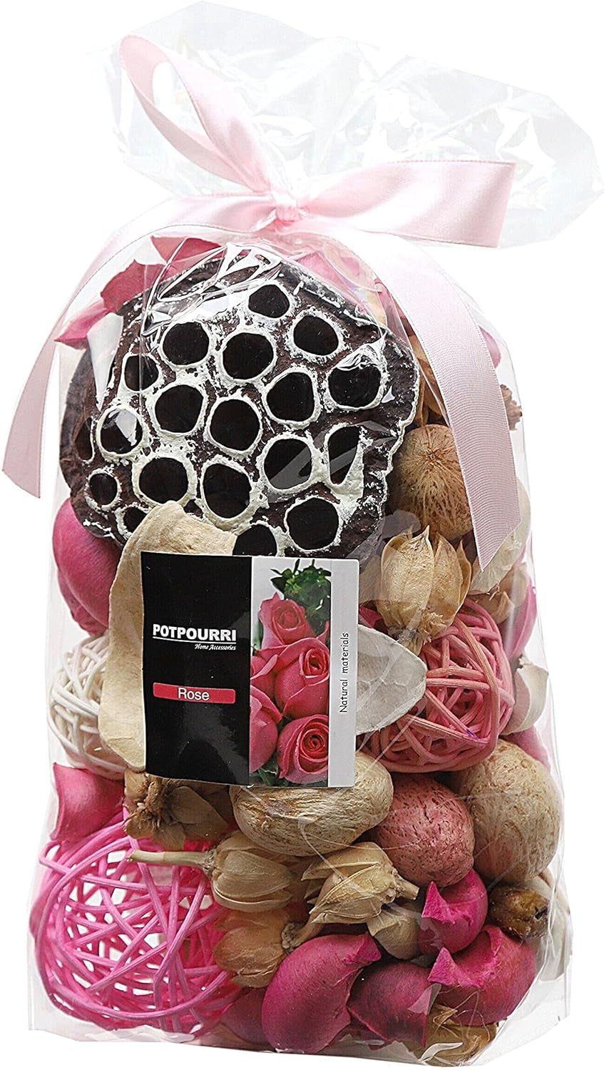 Pink Potpourri Bags,Rose Scented Decorative Potpourri Dried Flowers,Home Fragrance Perfume Sachet of Fresh Smell,Bowl Vase Filler Wedding Party Decor,9.9 Oz