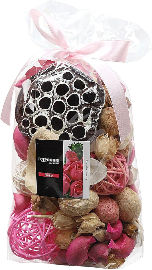 Pink Potpourri Bags,Rose Scented Decorative Potpourri Dried Flowers,Home Fragrance Perfume Sachet of Fresh Smell,Bowl Vase Filler Wedding Party Decor,9.9 Oz