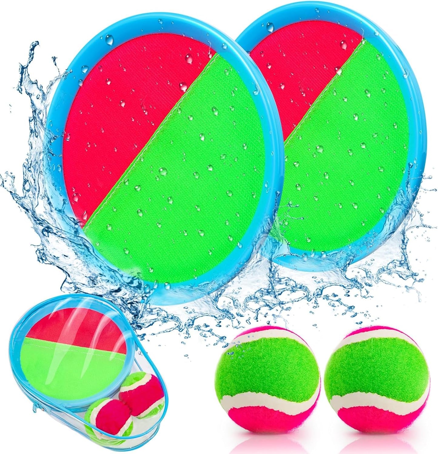 Toss and Catch Ball Game for Kids Ages 3-12, Outdoor Toys for Beach Pool Yard, Boys Birthday Gift, 2 Paddles 2 Sticky Balls