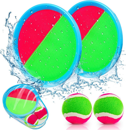 Toss and Catch Ball Game for Kids Ages 3-12, Outdoor Toys for Beach Pool Yard, Boys Birthday Gift, 2 Paddles 2 Sticky Balls