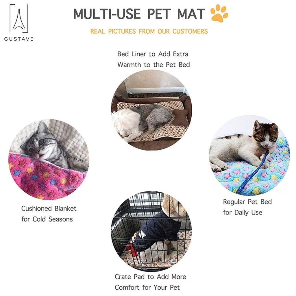 Dog Pet Sleep Mat Soft Warm Reversible Fleece Crate Bed Mat Kennel Pad Cage Cushion for Large Small Medium Dog Cat "Blue, XL"