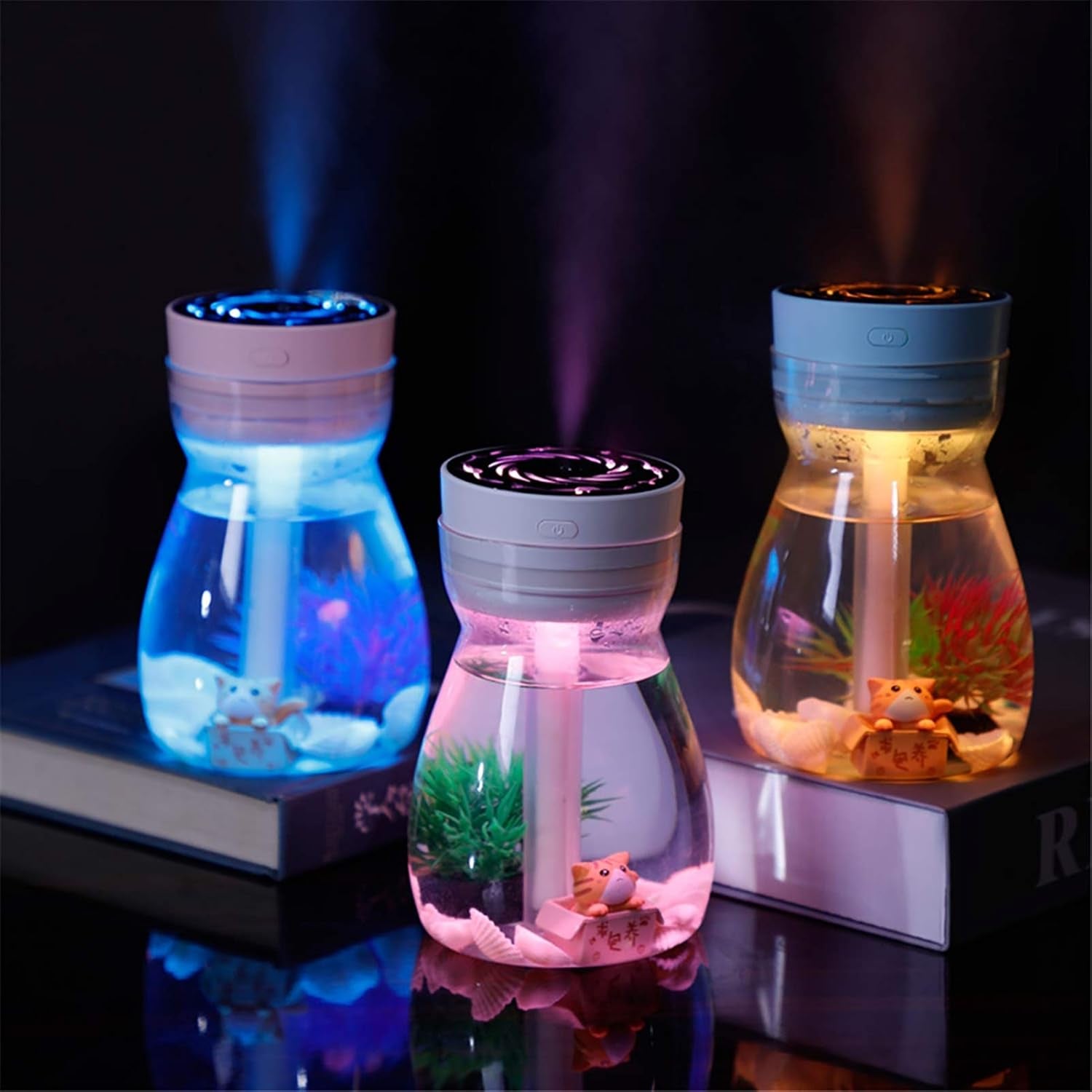 Micro Landscape Humidifiers, Mini Humidifier, Small Humidifier, Cute Humidifier,Car Humidifiers ，Air Humidifier, Cool Mist Humidifiers for Bedroom Kids Office Desk Humidifier (White)