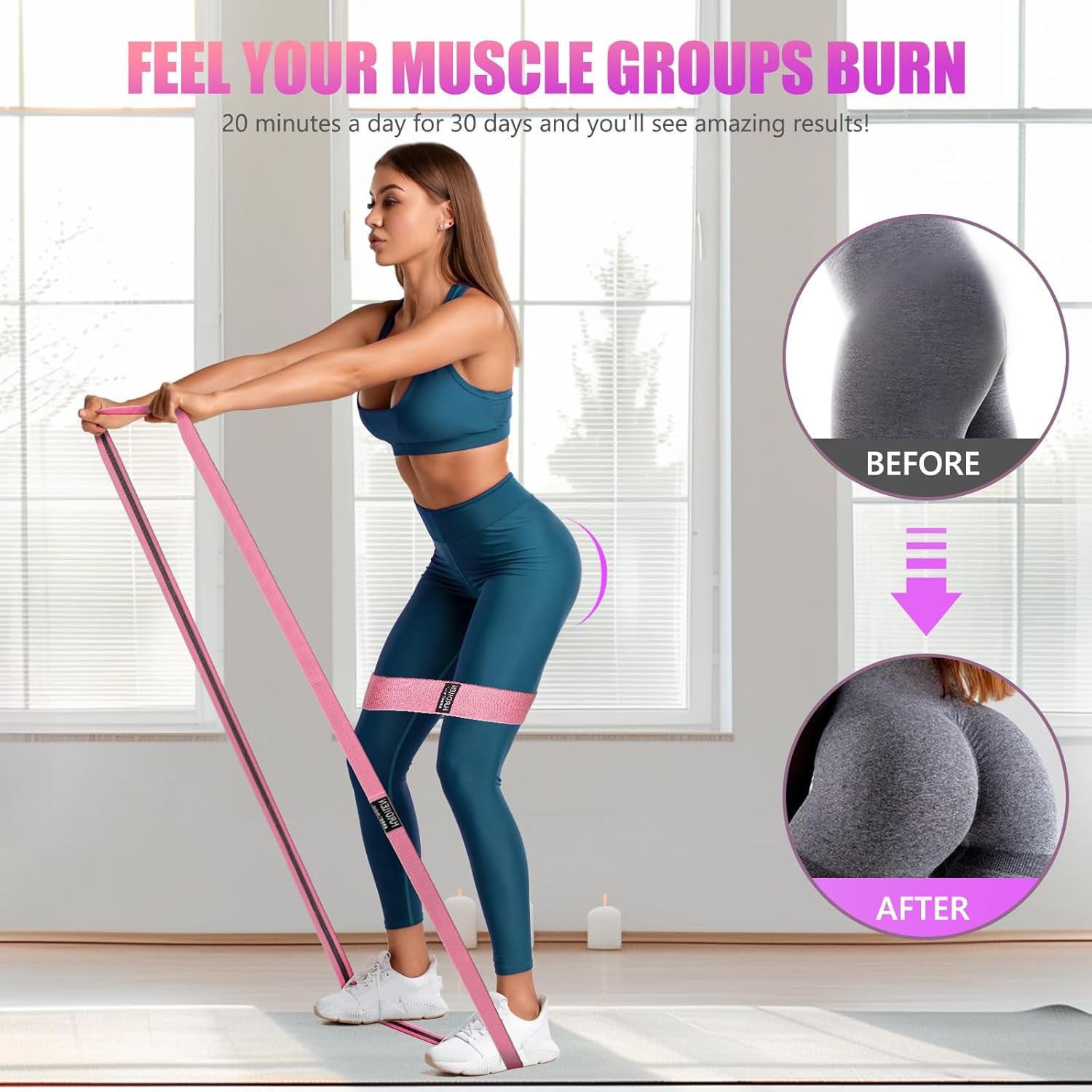 Resistance Bands for Working Out Set, 3 Pcs Pull up Bands and 3 Pcs Assistance Bands with Door Anchor for Legs, Glutes, Hip, Fabric Loop Bands Workout Bands Resistance for Gym, Home, Office