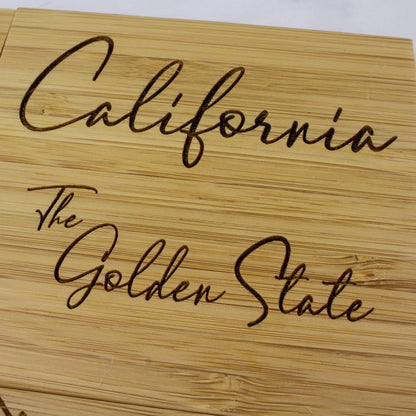 California State Puzzle 4 Piece Bamboo Coaster Set with Case