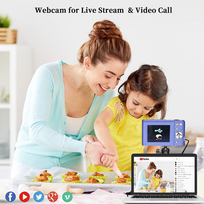 Digital Camera, FHD 1080P 36.0 MP Vlogging Camera Rechargeable Mini Camera Kids Camera Pocket Camera with 32GB SD Card 16X Digital Zoom, Compact Portable Camera for Kids Students Teenager-Brown