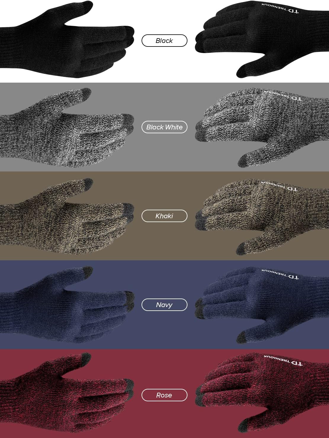 Merino Wool Winter Gloves for Men Women, Cold Weather Warm Touchscreen Unisex, Non-Slip, Knit Elastic Cuff