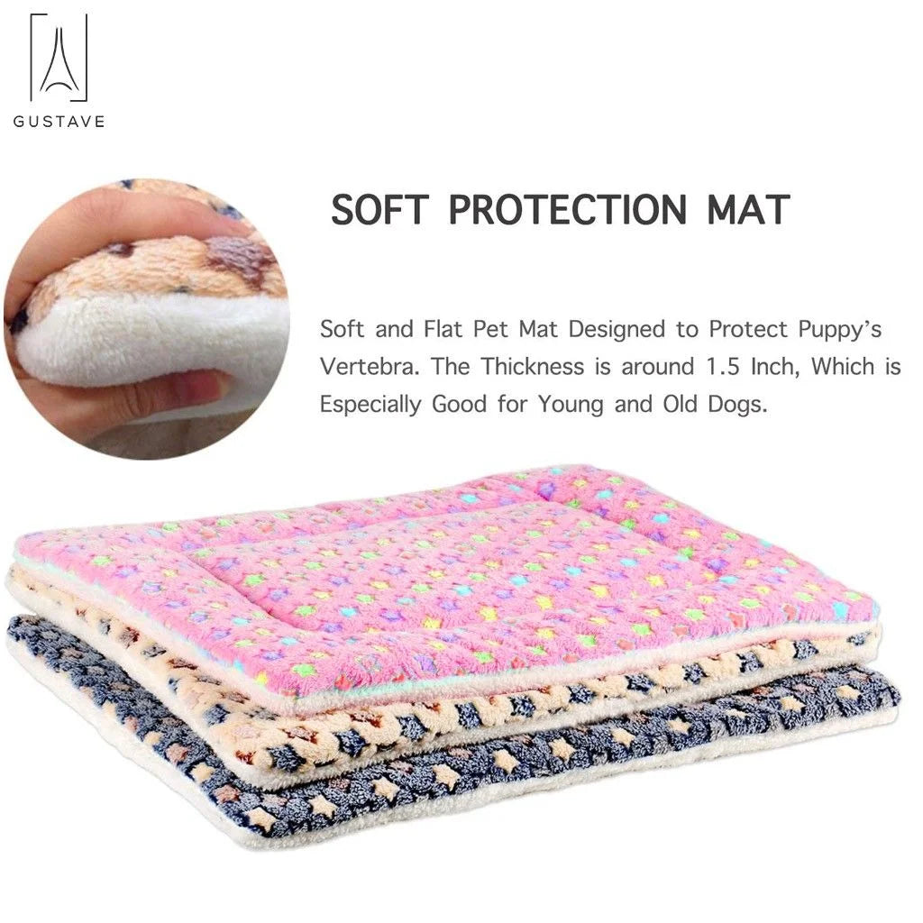 Dog Pet Sleep Mat Soft Warm Reversible Fleece Crate Bed Mat Kennel Pad Cage Cushion for Large Small Medium Dog Cat "Blue, XL"