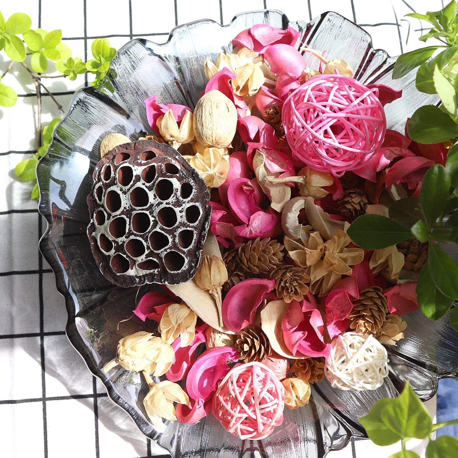 Pink Potpourri Bags,Rose Scented Decorative Potpourri Dried Flowers,Home Fragrance Perfume Sachet of Fresh Smell,Bowl Vase Filler Wedding Party Decor,9.9 Oz