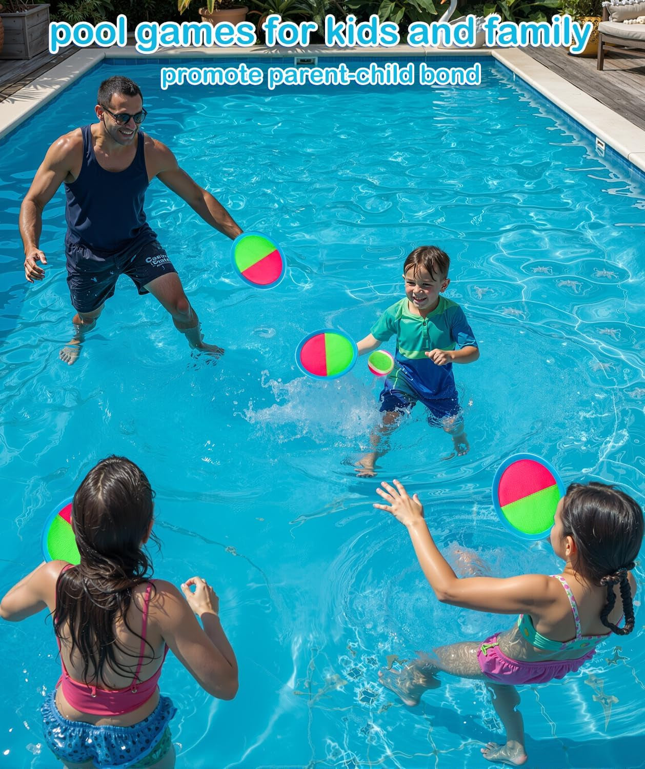 Toss and Catch Ball Game for Kids Ages 3-12, Outdoor Toys for Beach Pool Yard, Boys Birthday Gift, 2 Paddles 2 Sticky Balls
