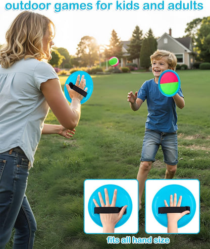 Toss and Catch Ball Game for Kids Ages 3-12, Outdoor Toys for Beach Pool Yard, Boys Birthday Gift, 2 Paddles 2 Sticky Balls