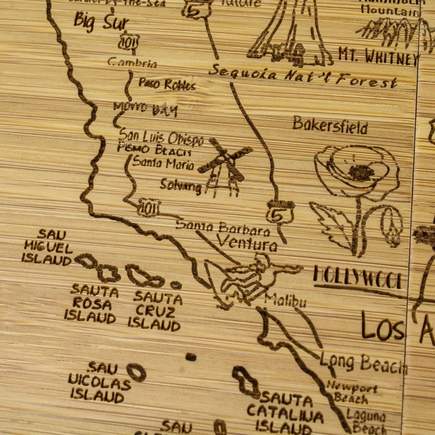 California State Puzzle 4 Piece Bamboo Coaster Set with Case
