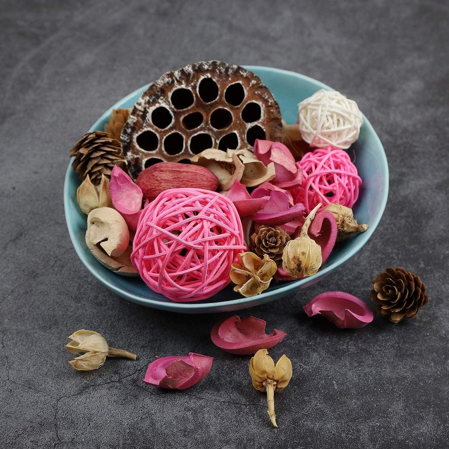 Pink Potpourri Bags,Rose Scented Decorative Potpourri Dried Flowers,Home Fragrance Perfume Sachet of Fresh Smell,Bowl Vase Filler Wedding Party Decor,9.9 Oz