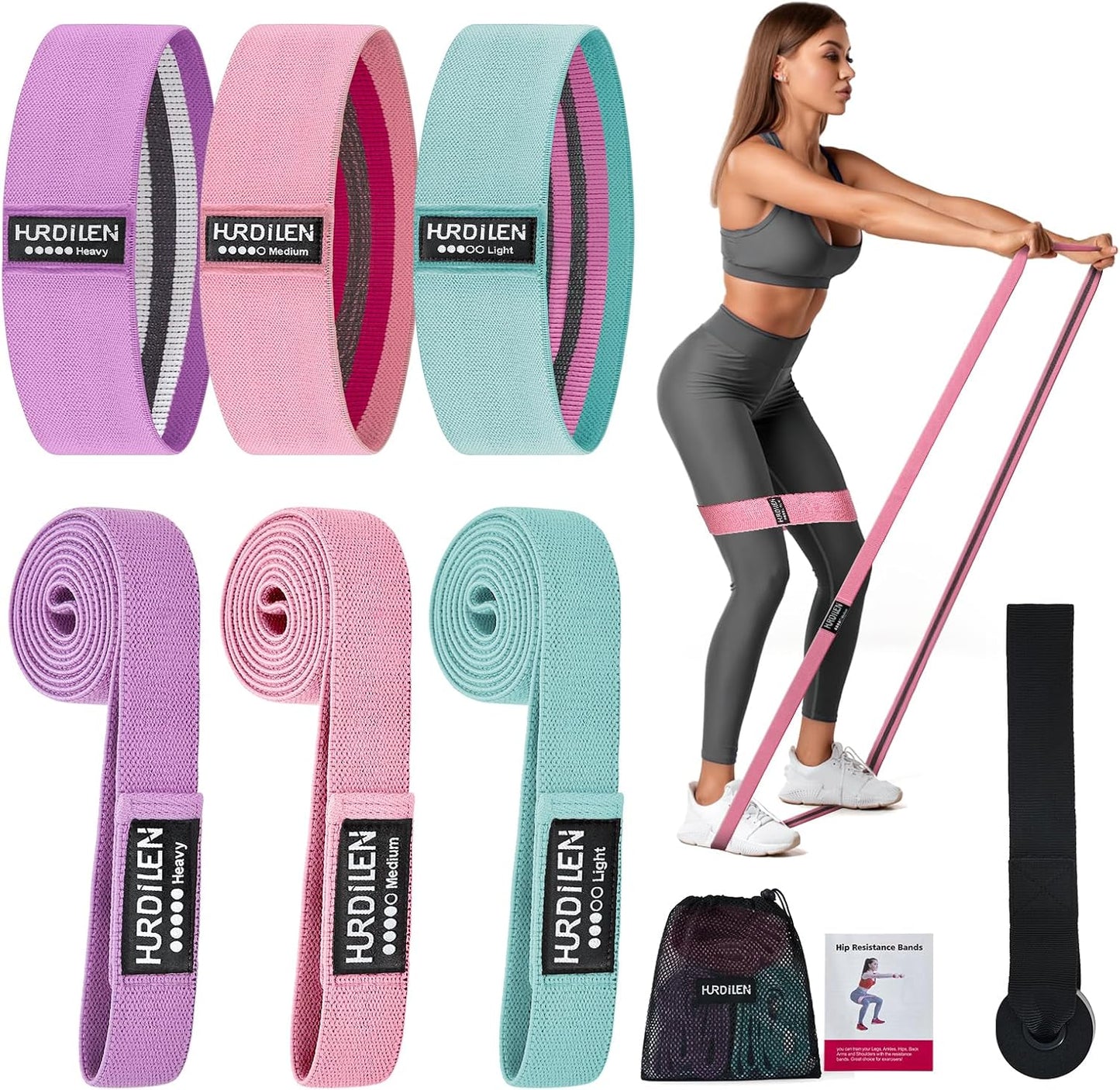 Resistance Bands for Working Out Set, 3 Pcs Pull up Bands and 3 Pcs Assistance Bands with Door Anchor for Legs, Glutes, Hip, Fabric Loop Bands Workout Bands Resistance for Gym, Home, Office