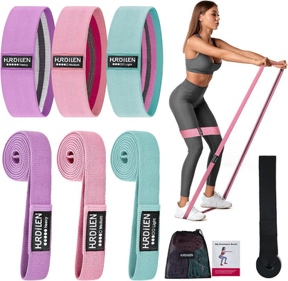 Resistance Bands for Working Out Set, 3 Pcs Pull up Bands and 3 Pcs Assistance Bands with Door Anchor for Legs, Glutes, Hip, Fabric Loop Bands Workout Bands Resistance for Gym, Home, Office