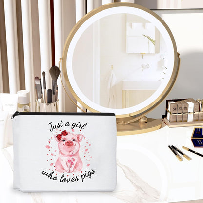 Pig Gifts for Pig Lovers, Travel  Portable Makeup Zipper Pouch, Cute Pig Socks, Pigs Writing Gel Ink Pen & Mini round Mirror, Christmas, Thanksgiving, Birthday Gifts for Girls Women