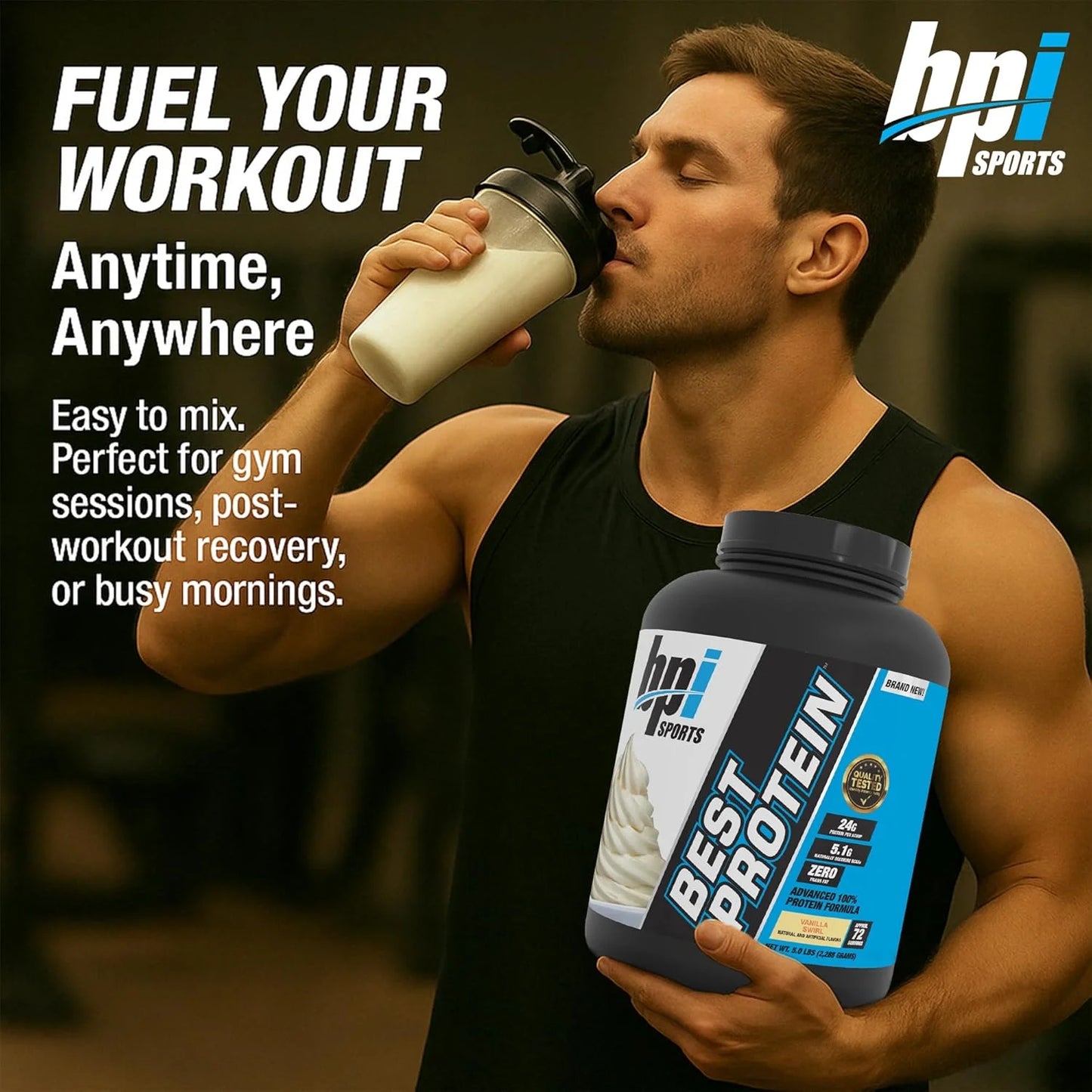 Best Protein Powder, 100% Whey Blend for Muscle Growth & Recovery, Vanilla Swirl, 5 Lbs (72 Servings)