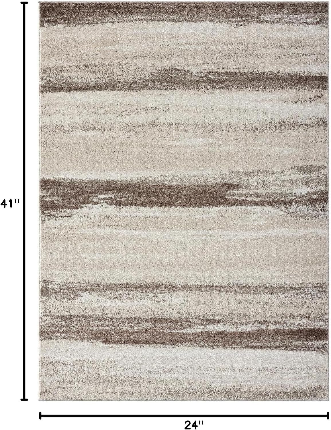 Modern Area Rug Stain Resistant, Brown/Size 2X3