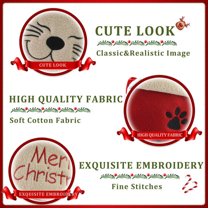 18’’ Cat Felt Christmas Stockings Paws Embroidered for Pets Kitty Red Xmas Stocking Gift Bag Cuff Lovely Home Holiday Decoration