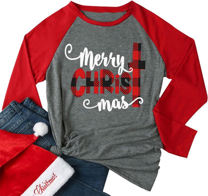 Christmas Shirt for Women Believe Letter Print T Shirts Asual Retro Holiday Short Sleeve Pullover Tops Xmas Gift